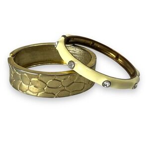 Bangle Bracelet Set Golden Texture Premier Designs Creme Brûlée Rhinestone Hinge